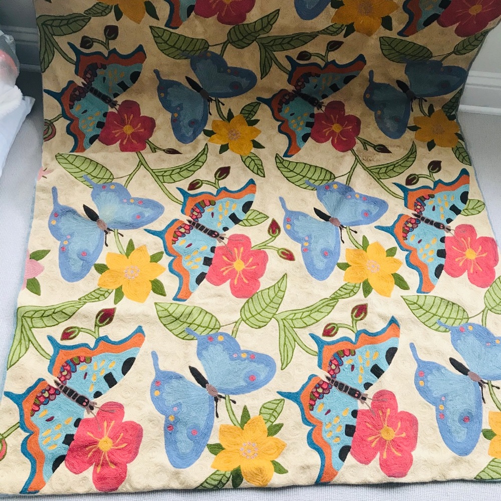 Stunning Solidly embroidered in wool rug / throw